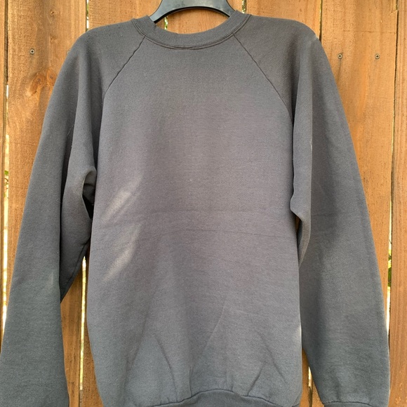 80s-90s Plain Black Raglan Sleeves sweatshirt size Large. - Picture 4 of 8